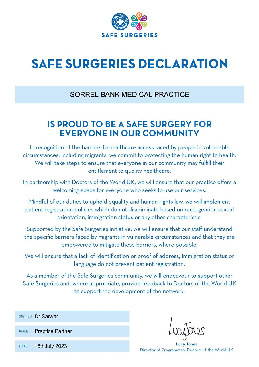 PROUD TO BE A SAFE SURGERY
